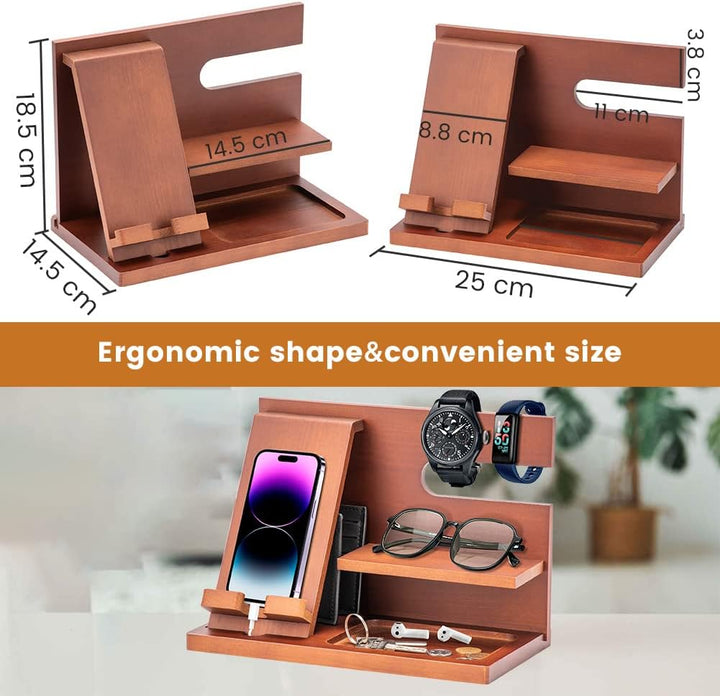 Geschenke für Männer Holz Telefon Dockingstation Männer Nachttisch Organizer Weihnachten Männer Gesc
