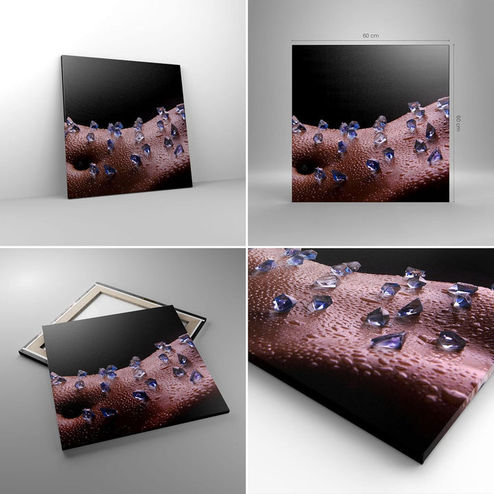 Bilder auf Leinwand Frau Körper Kristalle Wassertropfen Leinwandbild 60x60cm Wandbilder Dekoration W
