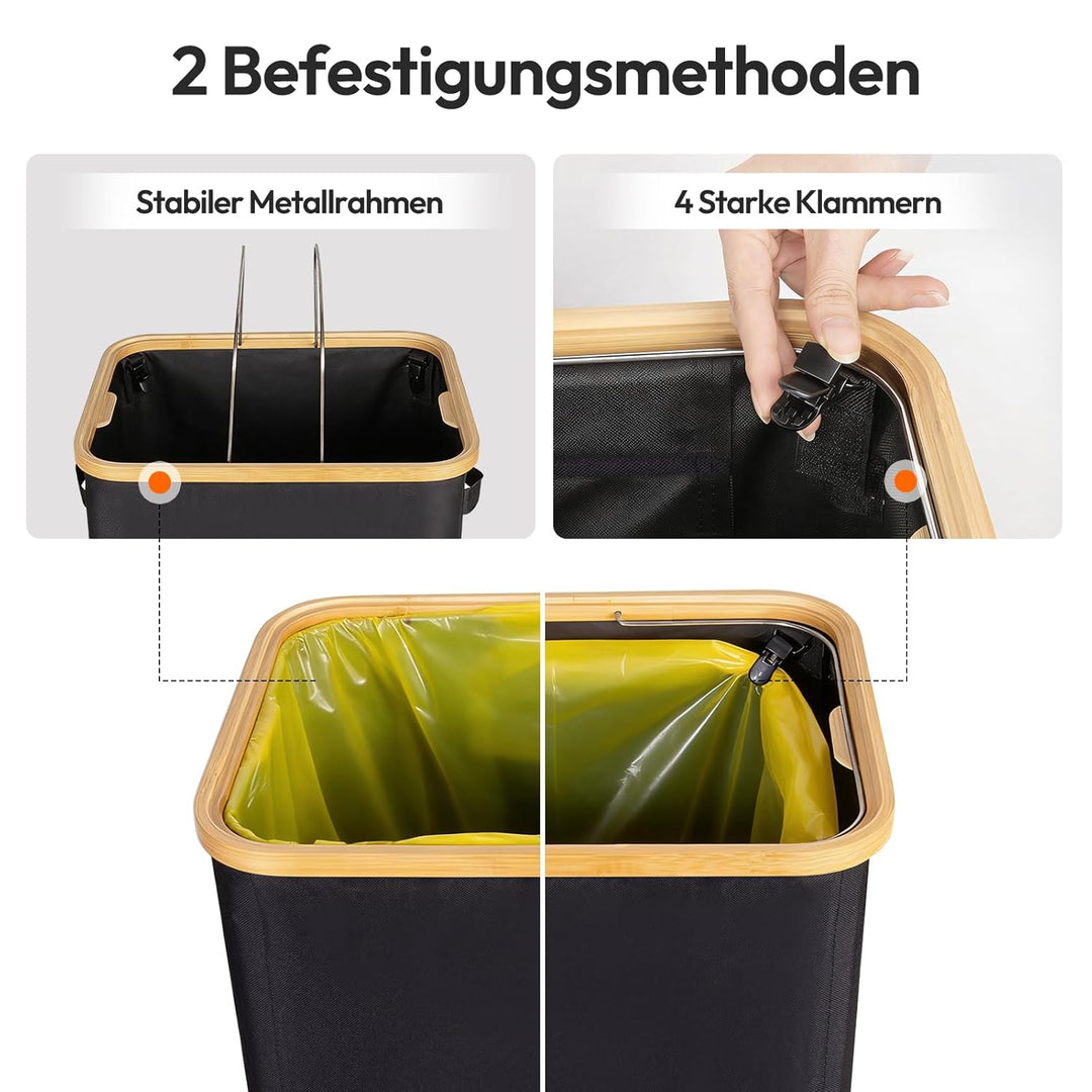 Müllsackständer Gelber Sack Ständer 100L - Mülleimer mit Deckel Waschbare Innentasche Pfandflaschen
