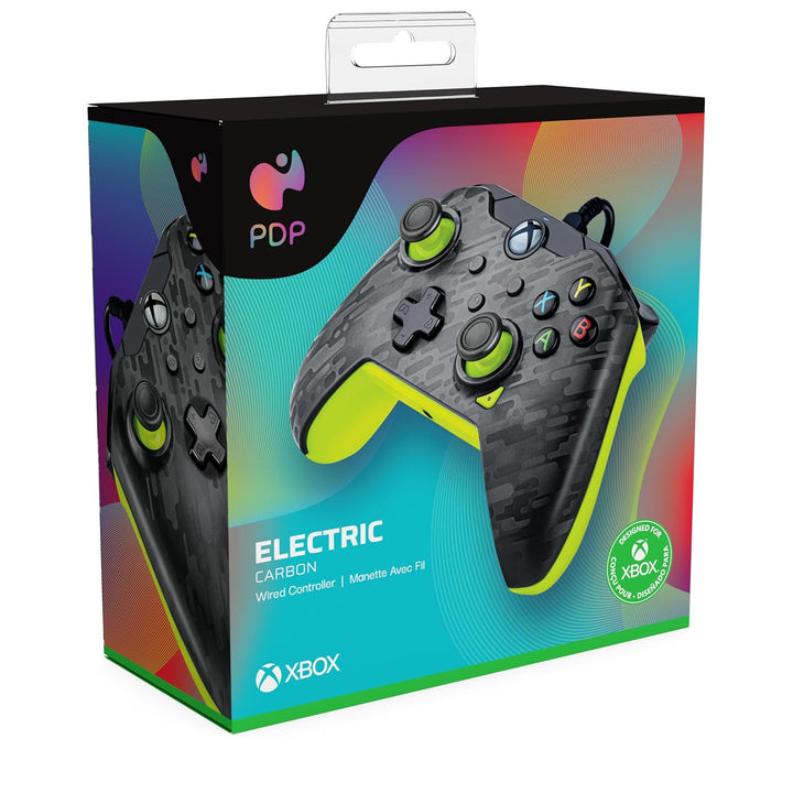 PDP Kabelgebundener Videospielcontroller Electric Carbon für Xbox Series X|S, Gamepad, Xbox One, off