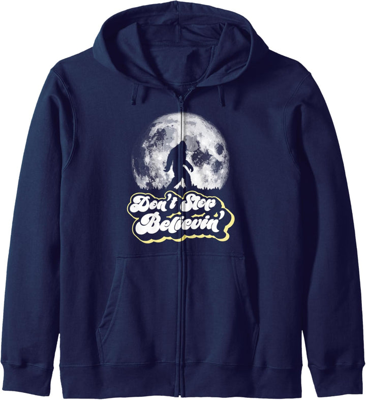 Don't Stop Believin'! Bigfoot Retro Full Moon & Trees Kapuzenjacke