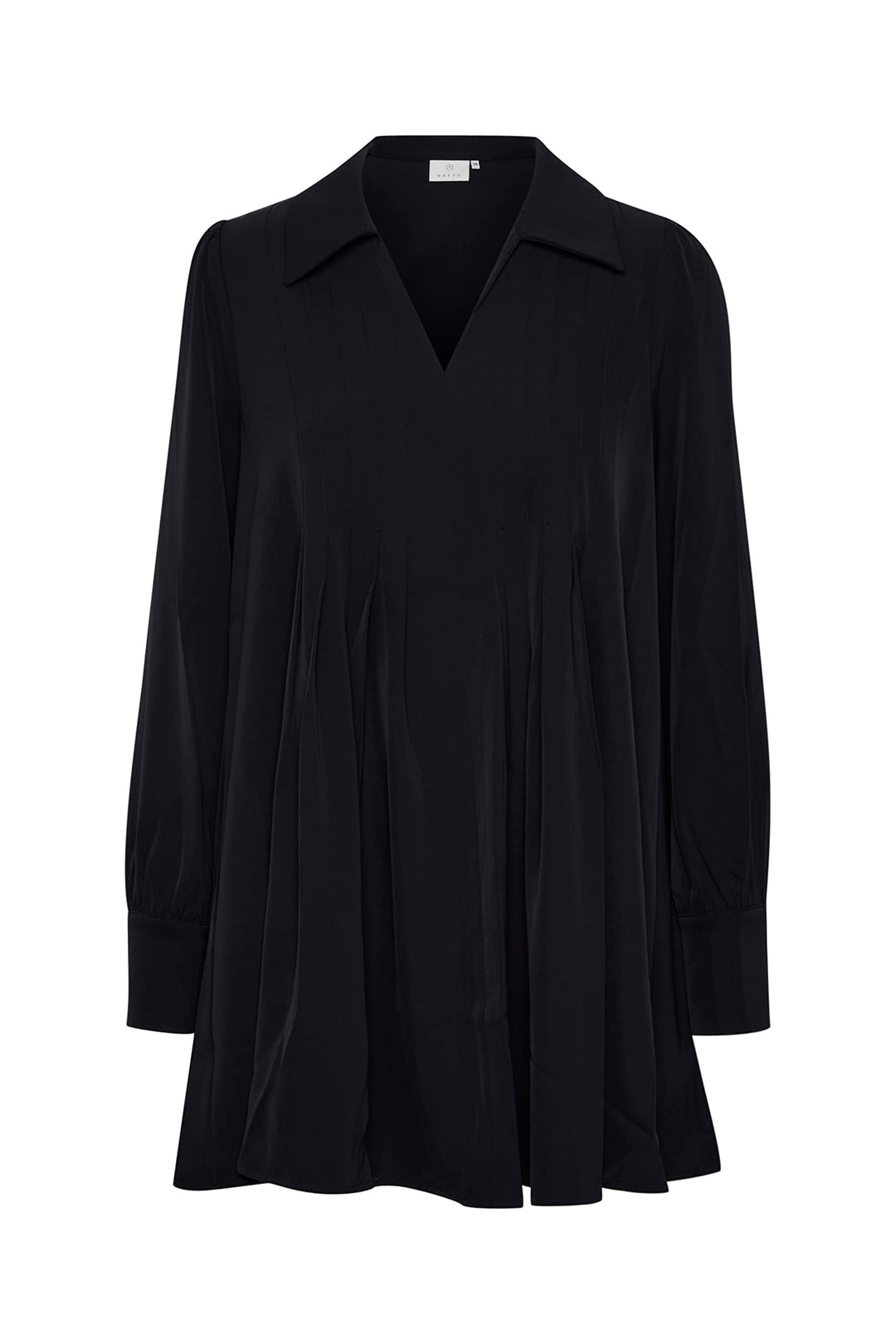 KAFFE Damen Mini Lange Ärmel Loose Fit V-Ausschnitt mit Shirt Halskette Kleid 32 Black Deep, 32 Blac