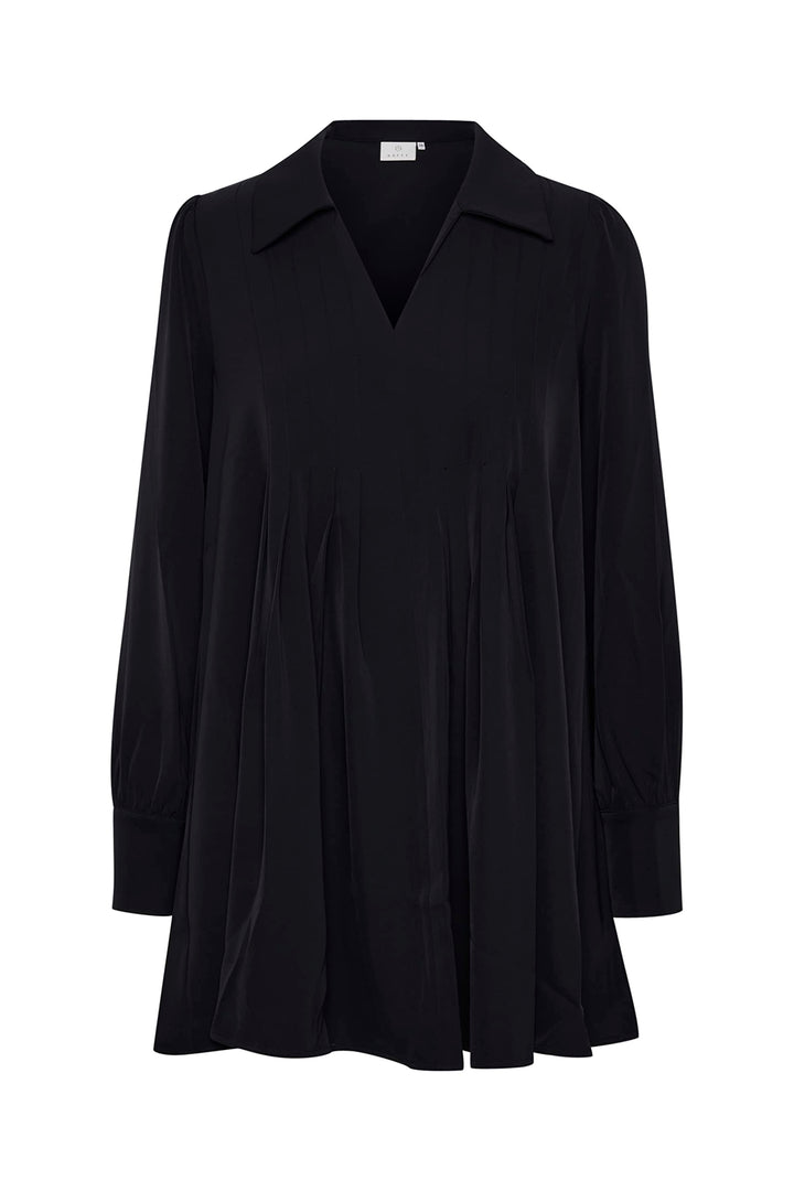 KAFFE Damen Mini Lange Ärmel Loose Fit V-Ausschnitt mit Shirt Halskette Kleid 32 Black Deep, 32 Blac