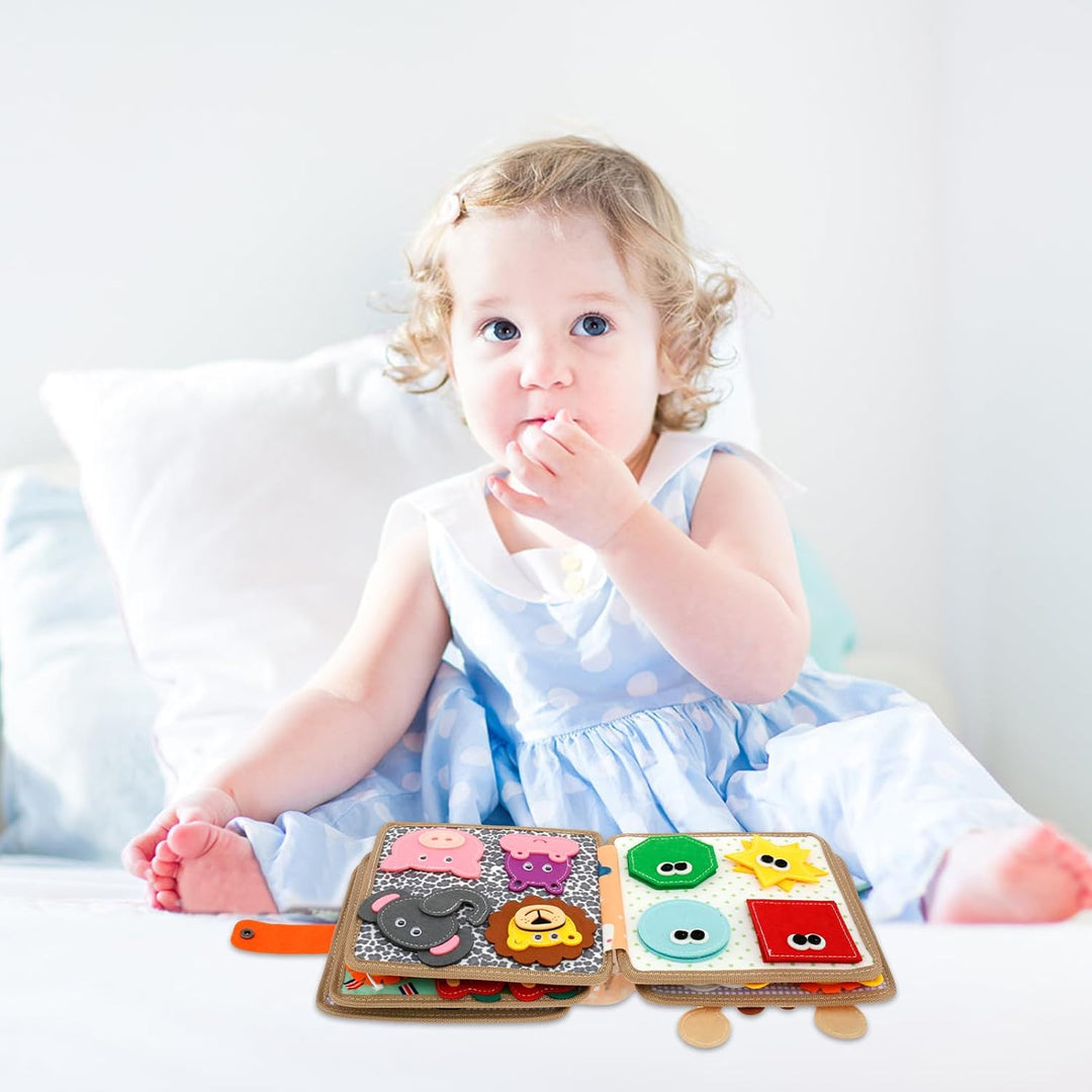 Spielzeug Busy Board Weicher Filz, 3D Filzbuch Montessori Babybücher aus Weichem Stoff Feinmotorik L
