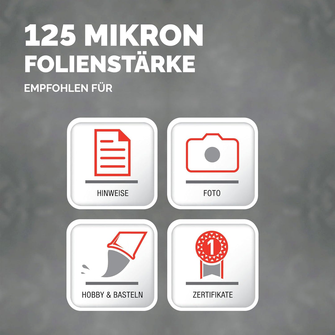 Fellowes Laminierfolien im Format A2, 125 Mikron (2 x 125 mic), glänzende Heisslaminierfolien, 50 St