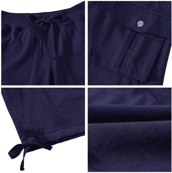 JINSHI Hosen Damen Sommer Cargohose 3/4 Hose Caprihose Wanderhose 6 Taschen | Leicht, Atmungsaktiv,M