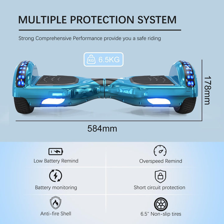 RCB Hoverboards 6,5 Zoll Skateboard Kinder und Jugendliche Hoverboards mit Bluetooth - Led Licht Seg