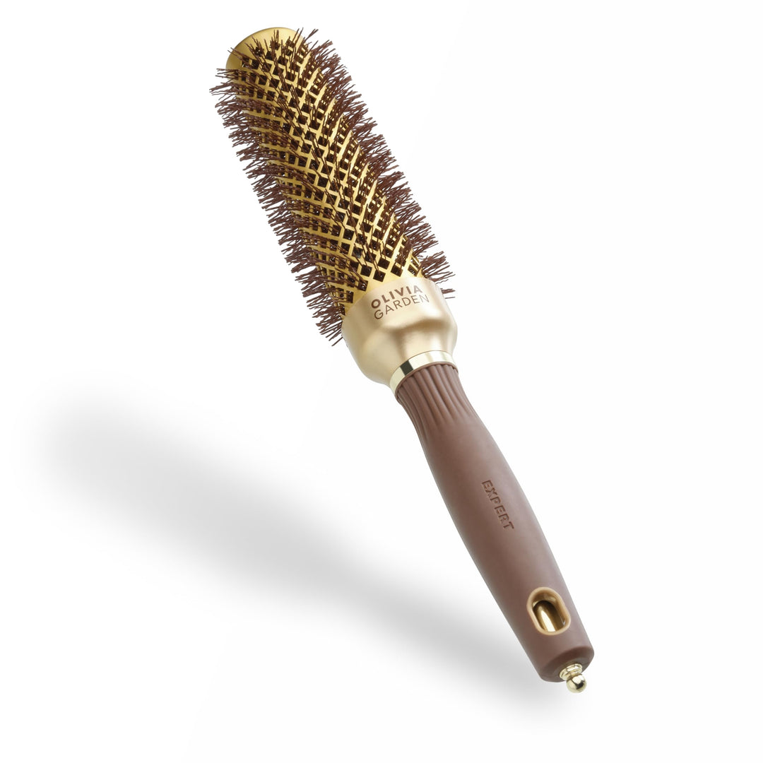 Olivia Garden Expert Blowout Speed – Gold & Braun - 35 - Keramik-Rundbürste mit extra langem Barrel