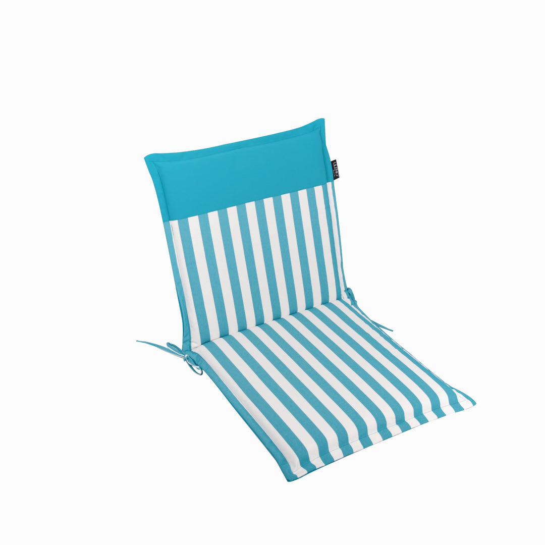 LILENO HOME Gartenstuhl Auflagen als [1er Set - Niedriglehner] in Streifen Aqua - Uni Aqua - Bequeme