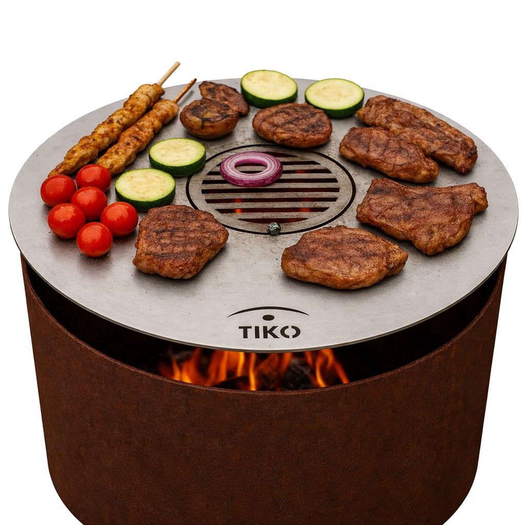 Plancha Grillplatte Ø 80 cm mit Grillrost aus 5 mm Stahl