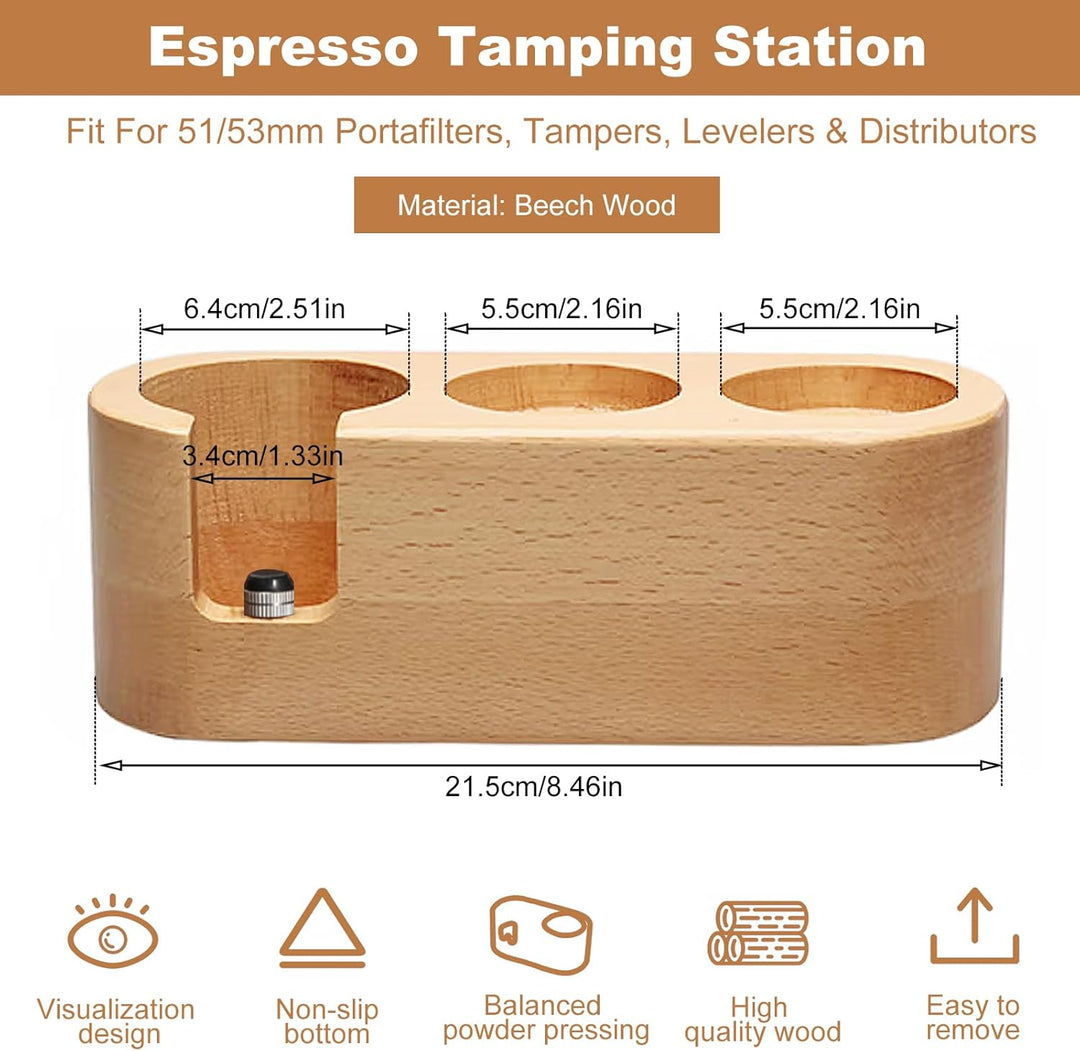 Tamperstation, Espresso Tamper Station, Tamping Station, Kaffee Tamper mit Distributor und Portafilt