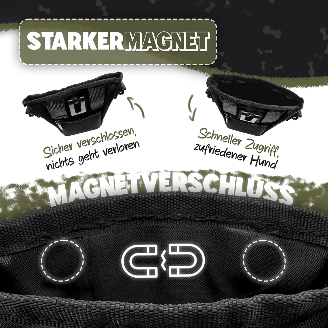 SnackKeeper Multifunktion, Leckerlibeutel Magnetverschluss, Futtertasche 650ml Trockenfutter, Snackb