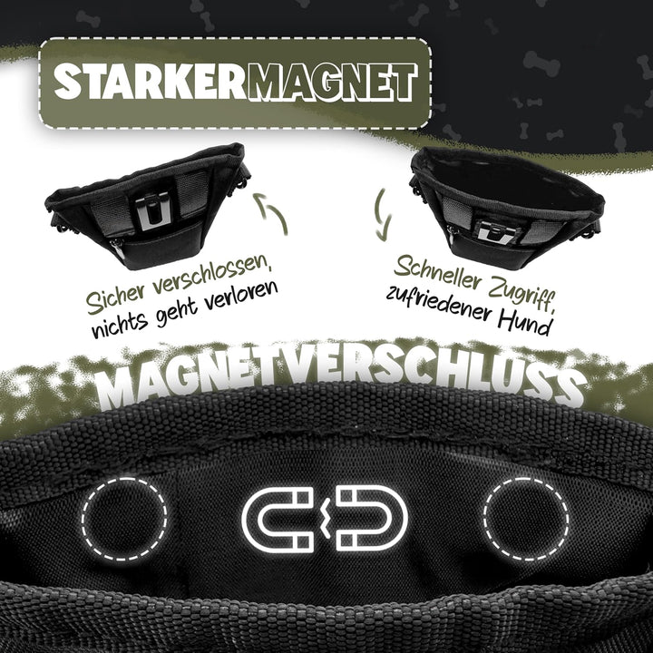 SnackKeeper Multifunktion, Leckerlibeutel Magnetverschluss, Futtertasche 650ml Trockenfutter, Snackb