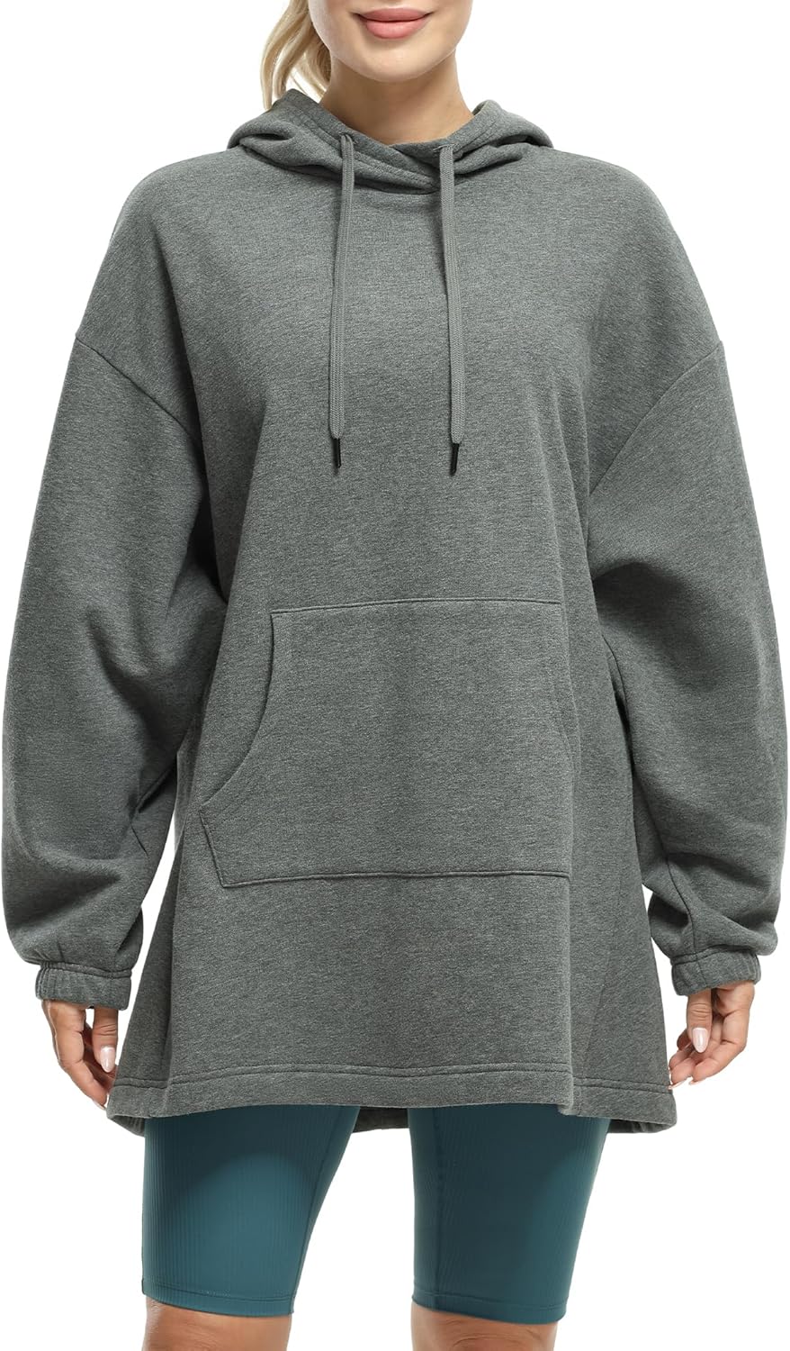 icyzone Damen Lang Oversize Hoodie Fleece Kapuzenpullover Casual Sweatshirt mit Kängurutasche S Char
