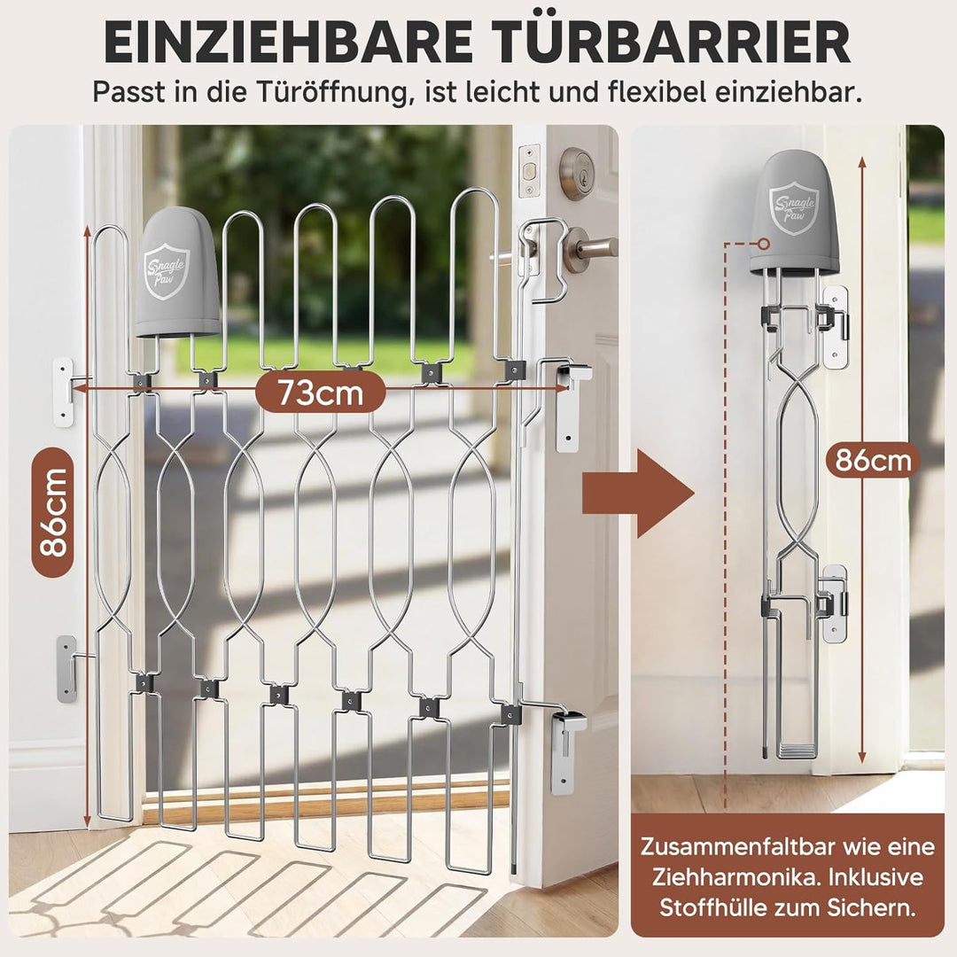Snagle Paw Einziehbar Metall Türschutzgitter für Haustüren, Anti-Ausbruch Türschutzgitter, 72cm Brei