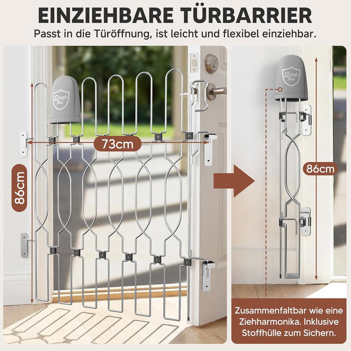 Snagle Paw Einziehbar Metall Türschutzgitter für Haustüren, Anti-Ausbruch Türschutzgitter, 72cm Brei