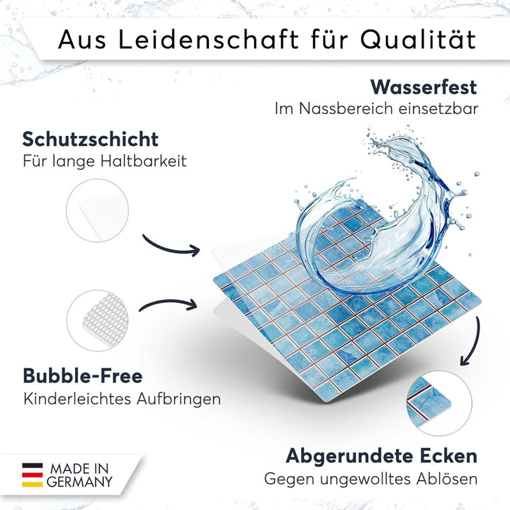 Mosaikfliesen Aufkleber I Fliesen-Bilder für Badezimmerfliesen - selbsklebend I Fliesensticker zum R