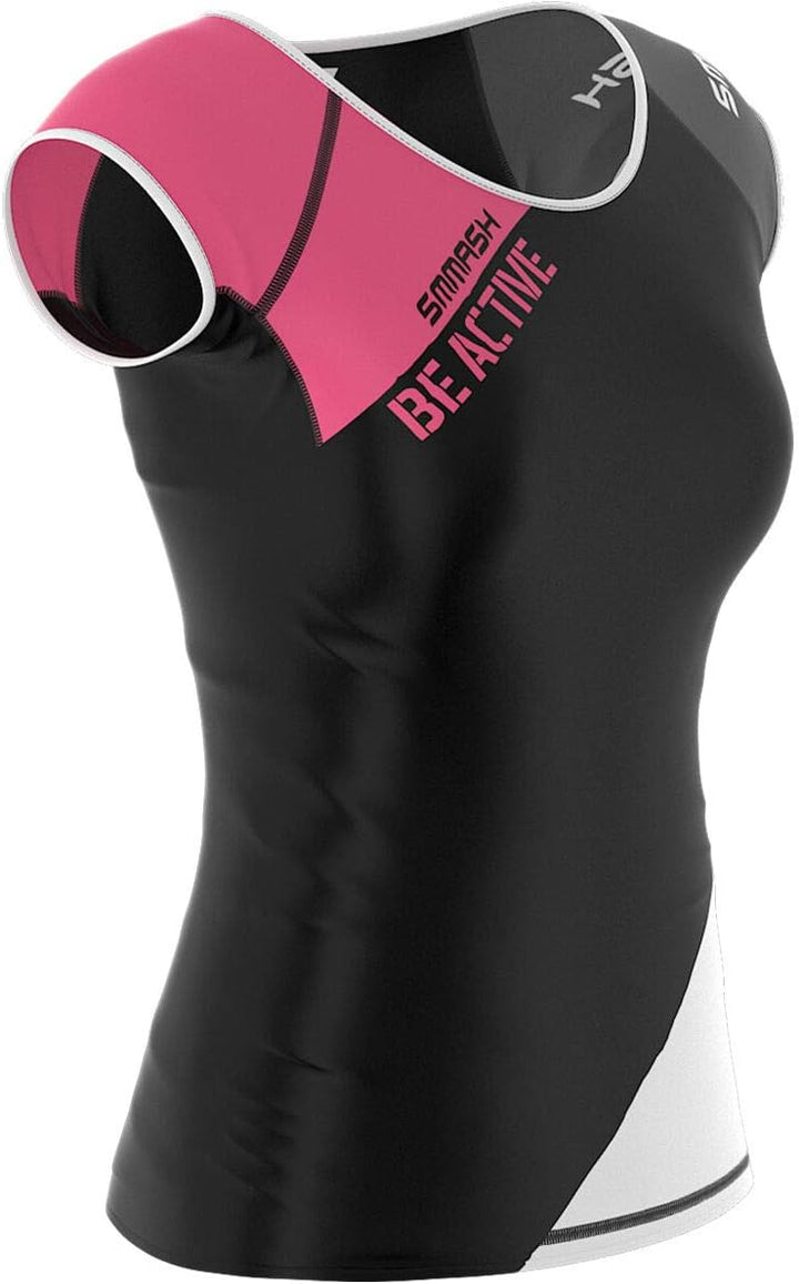 SMMASH Funktionsshirt Damen Kompressionsshirt Sportshirt Kurzarm Atmungsaktiv Second Skin Technologi