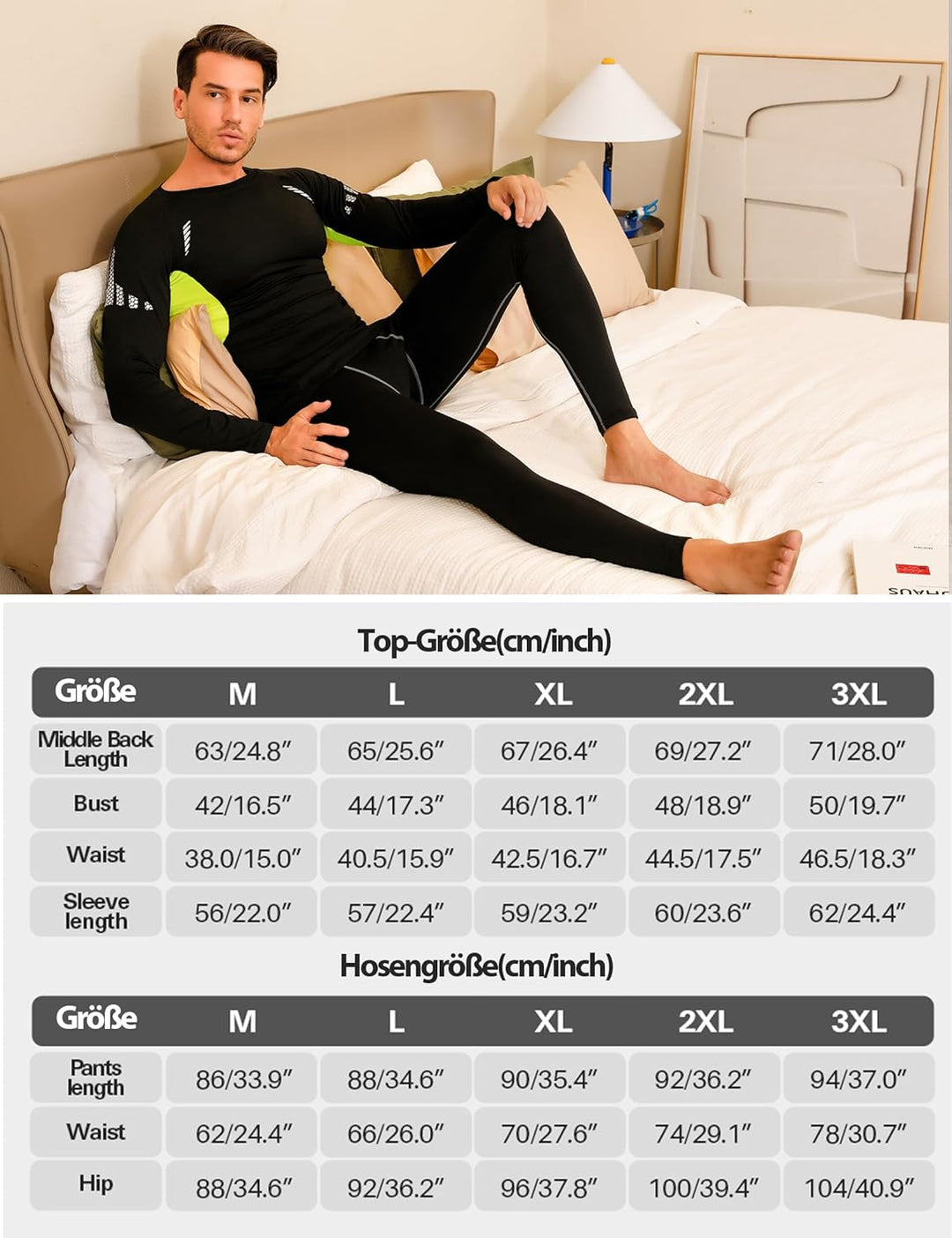 Thermounterwäsche Herren Winter Thermo Unterwäsche Set Fussball Funktionsunterwäsche Innenfleece Ski