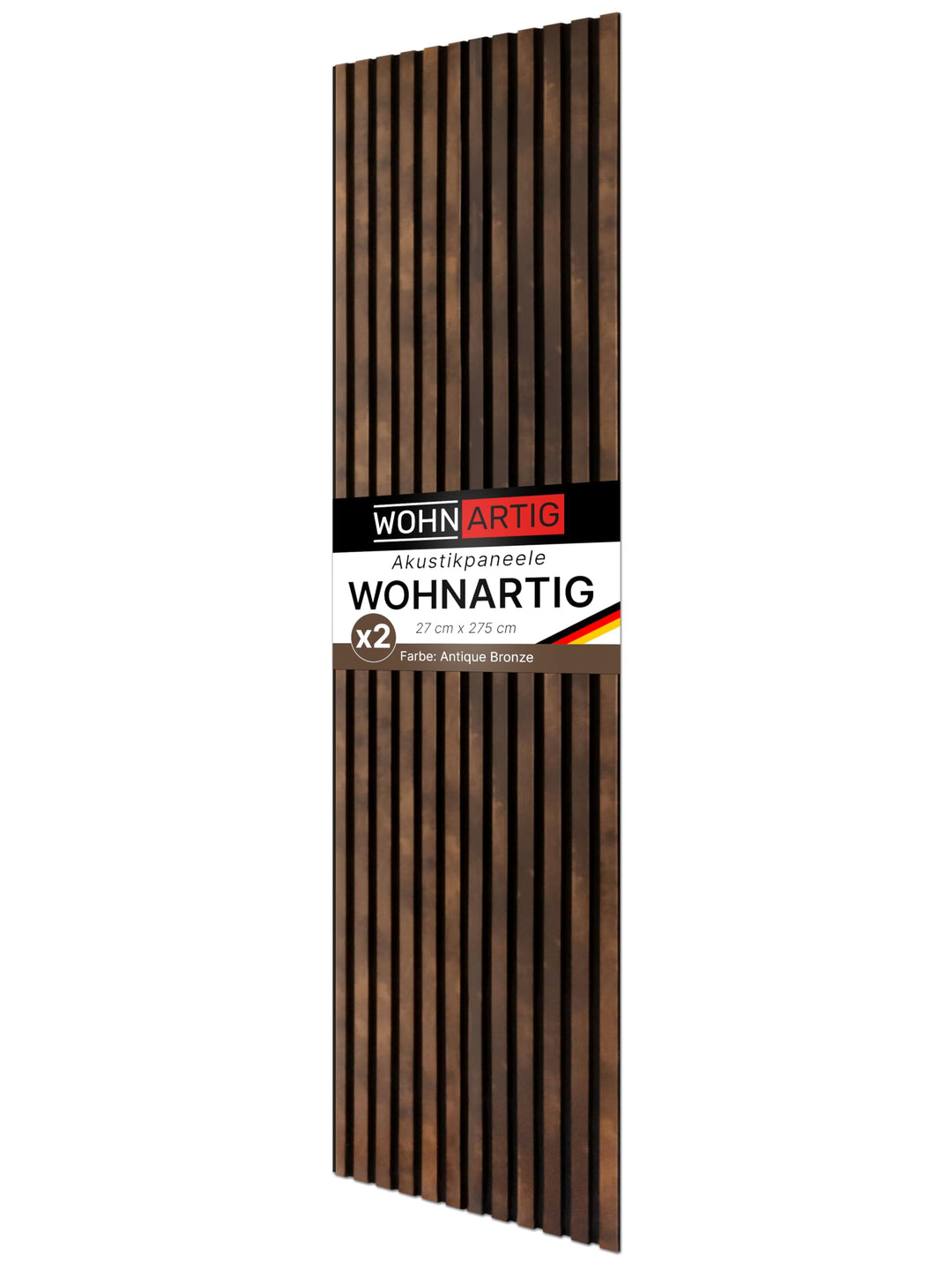 wohnartig® Akustikpaneele 1,485m² - 275cm x 54cm* set - (set = 2 Stück 275cm x 27cm) | Farbe: Antiqu