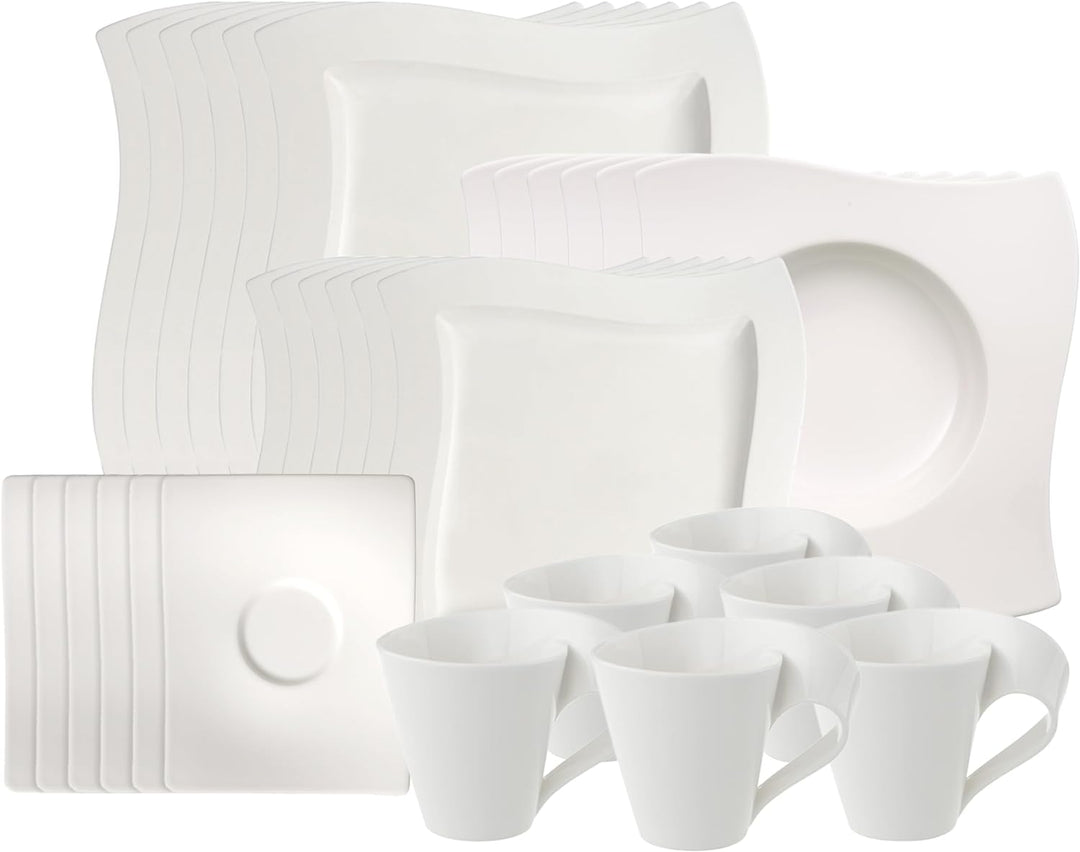 Villeroy & Boch – NewWave Basic Tafelservice, 30 teilig, Geschirr Set für 6 Personen, spülmaschinenf
