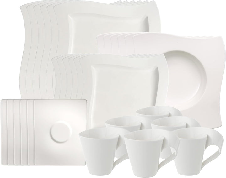 Villeroy & Boch – NewWave Basic Tafelservice, 30 teilig, Geschirr Set für 6 Personen, spülmaschinenf