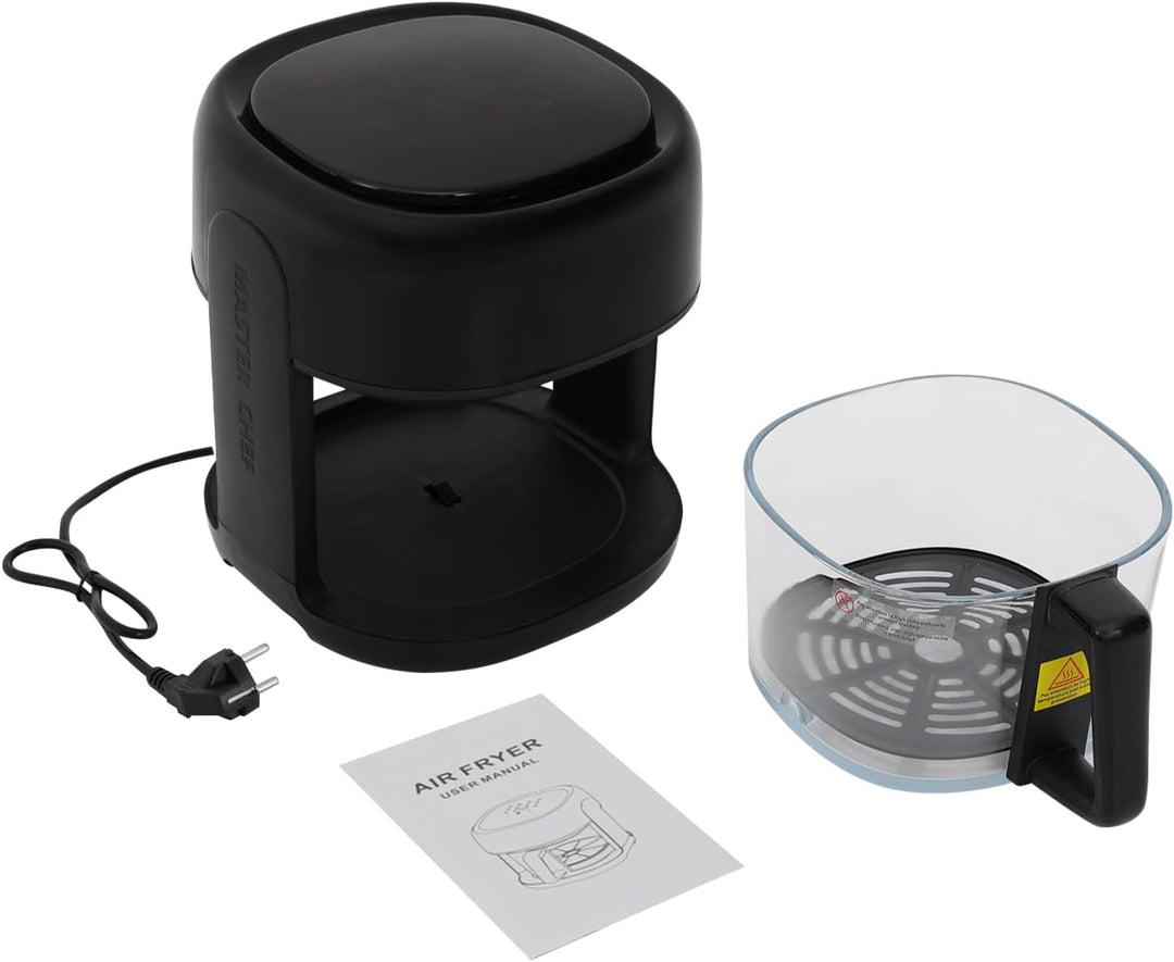 Heissluftfritteuse mit Sichtfenster 3,3 L Airfryer Temperaturbereich LCD 80–190 °C Kompakt Fritteuse