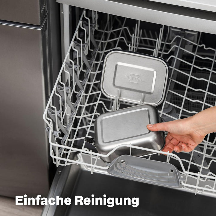 SILBERTHAL Brotdose Edelstahl mit Fächern – Grosse Lunchbox 1400ml für Erwachsene – Auslaufsicher –