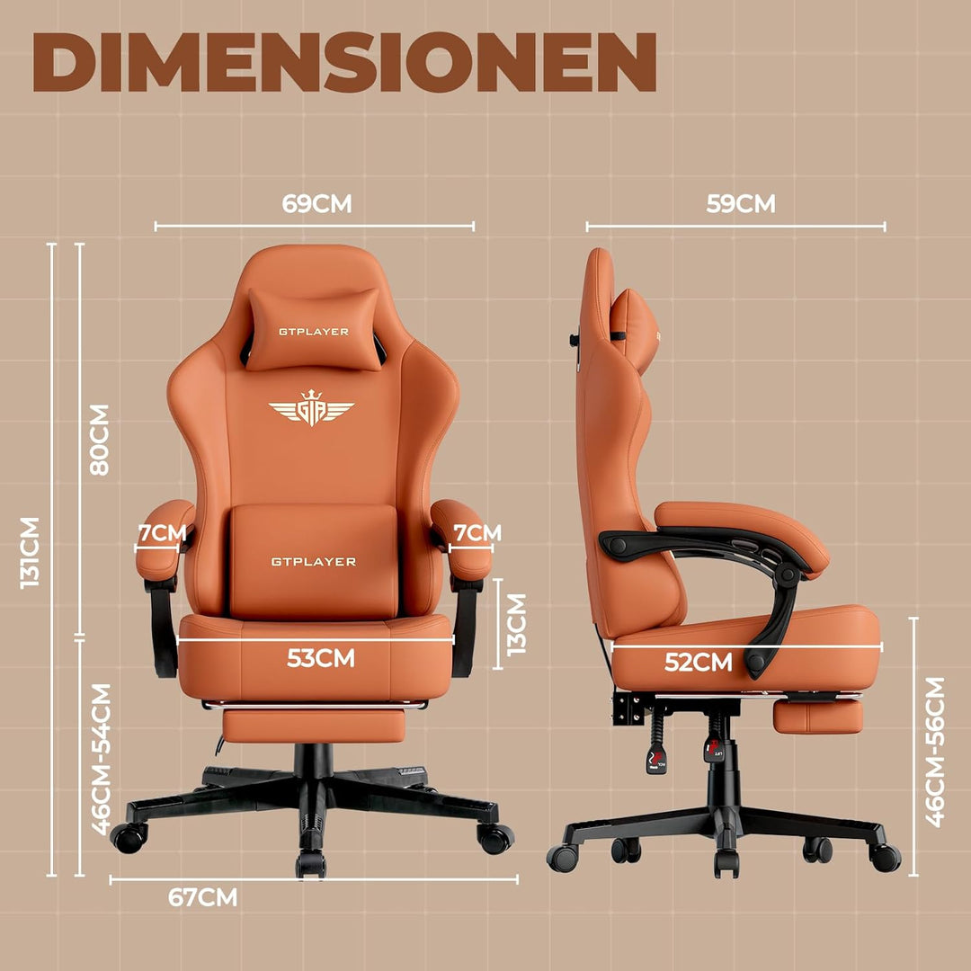 GTPLAYER Gaming Stuhl, Atmungsaktiver Bürostuhl,bürostuhl ergonomisch, Hochwertiger - Kunstleder,Erg
