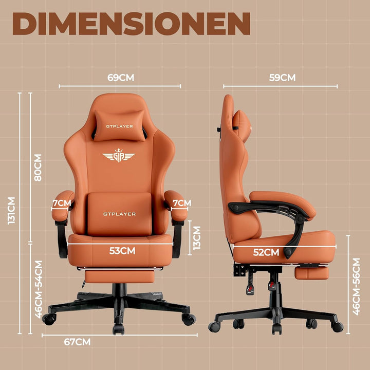 GTPLAYER Gaming Stuhl, Atmungsaktiver Bürostuhl,bürostuhl ergonomisch, Hochwertiger - Kunstleder,Erg