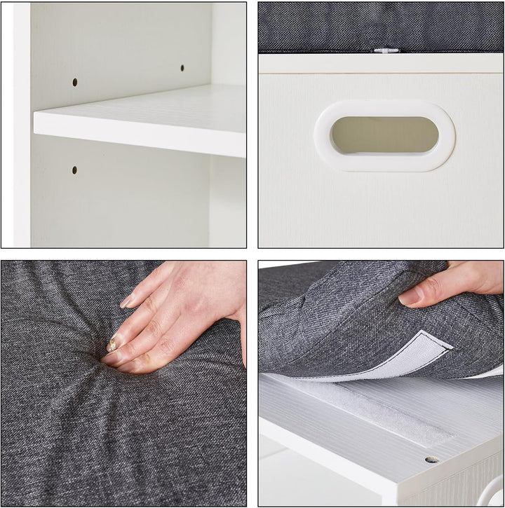 YMYNY Schuh Aufbewahrungsbank mit Sitzkissen, 2-Tier Schuh Rack mit gepolstertem Sitz, justierbarer