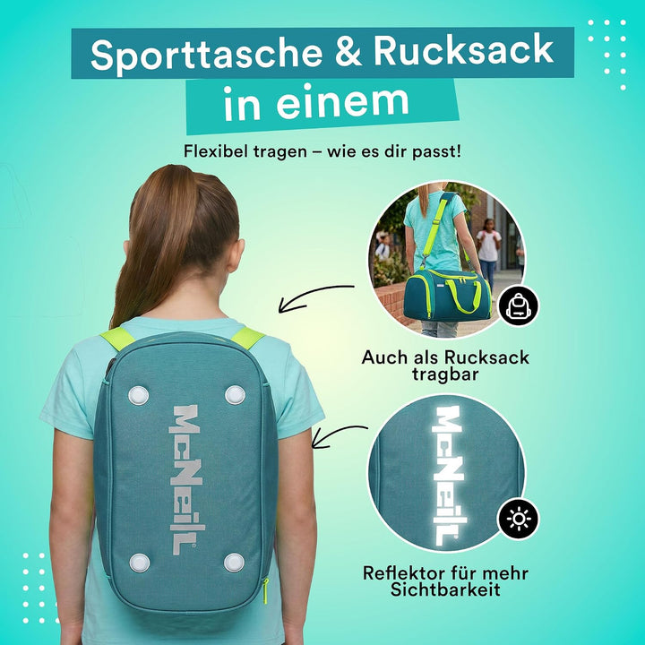 McNeill Sporttasche für Jungen und Mädchen in Petrol – Sport- und Freizeittasche für Immer – Sportbe