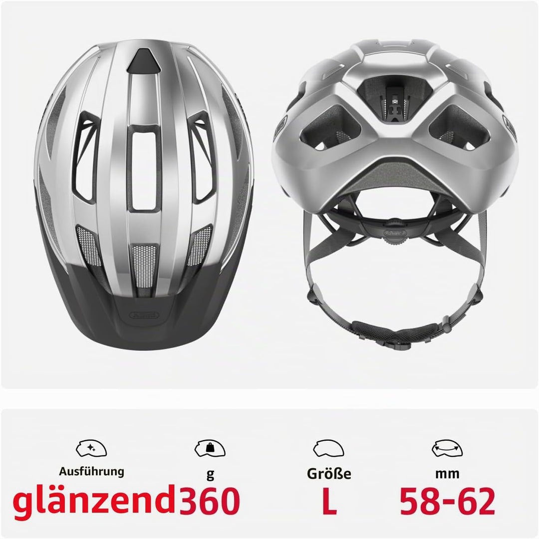 ABUS Rennradhelm Macator - sportiver Fahrradhelm für Einsteiger - auch für Zopfträger/-innen - für D