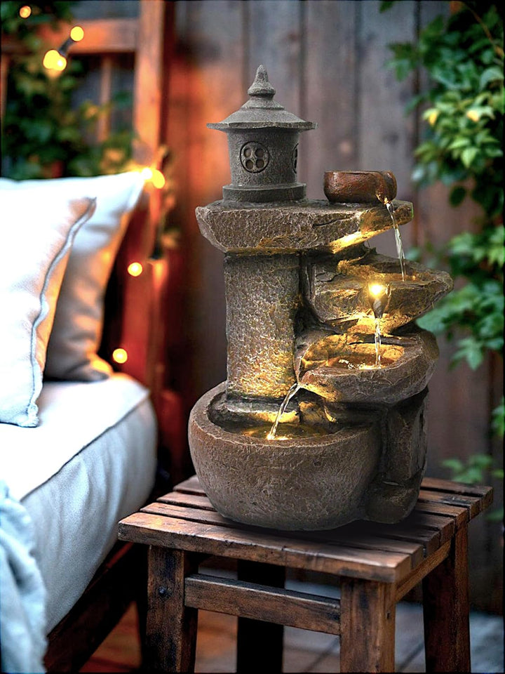 Springbrunnen BK851 Wasserfall mit Beleuchtung Gartenbrunnen Zimmerbrunnen Kaskade Brunnen Terrassen