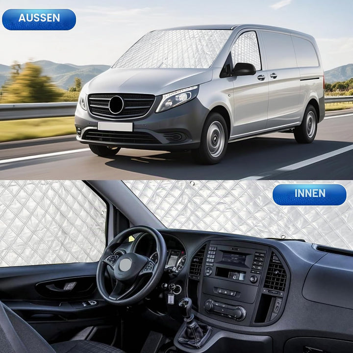 Windschutzscheibe Sonnenschutz für Mercedes-Benz VITO III W447 2014-2022, 600D Oxford Tuch 100% Lich