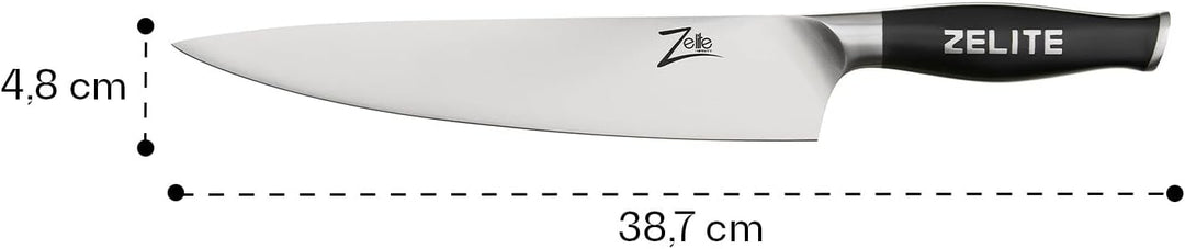 Zelite 25,4 cm Kochmesser, Profi Messer aus Deutschem Edelstahl, Japanisch Inspirierte Scharfe Messe