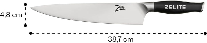 Zelite 25,4 cm Kochmesser, Profi Messer aus Deutschem Edelstahl, Japanisch Inspirierte Scharfe Messe