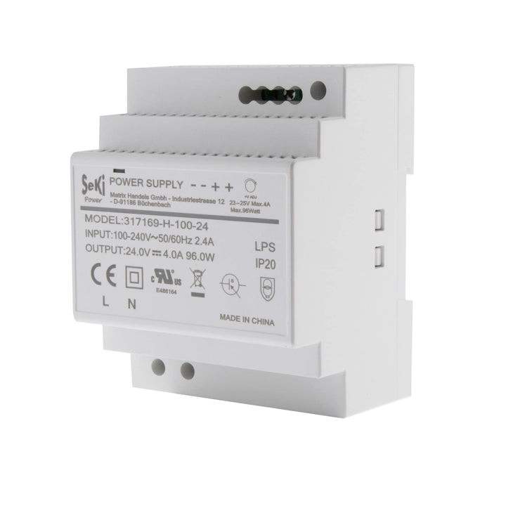SeKi Hutschienen-Netzteil H-100-24 - 24V - 4A - 96W DIN Rail - DIN Schienen Netzteil 24V 96 Watt (4A