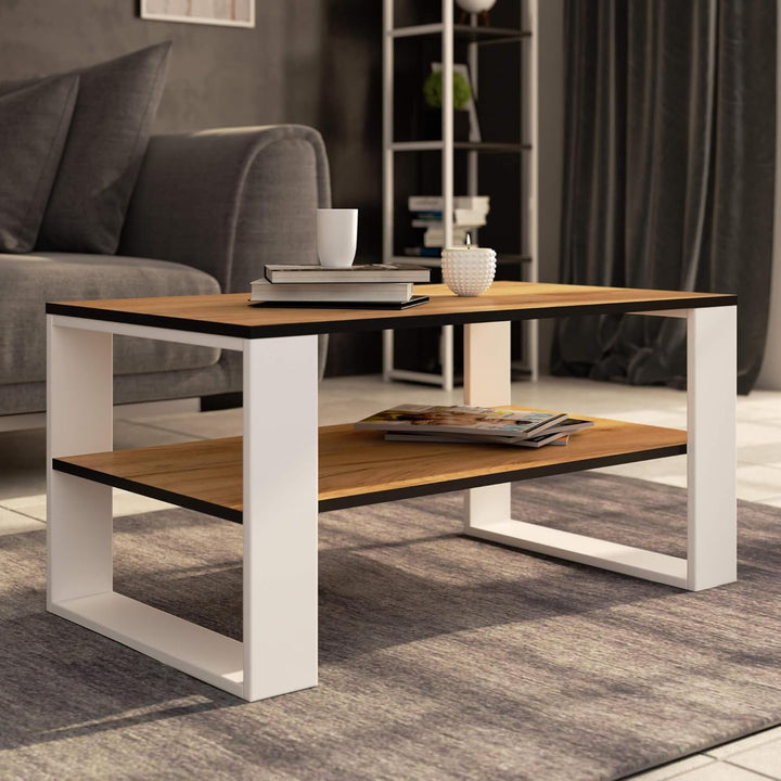 AKORD Couchtisch Holz Alex mit einem Regal, 92x45x53cm, Für Wohnzimmer, Schlafzimmer Schrank, Minima