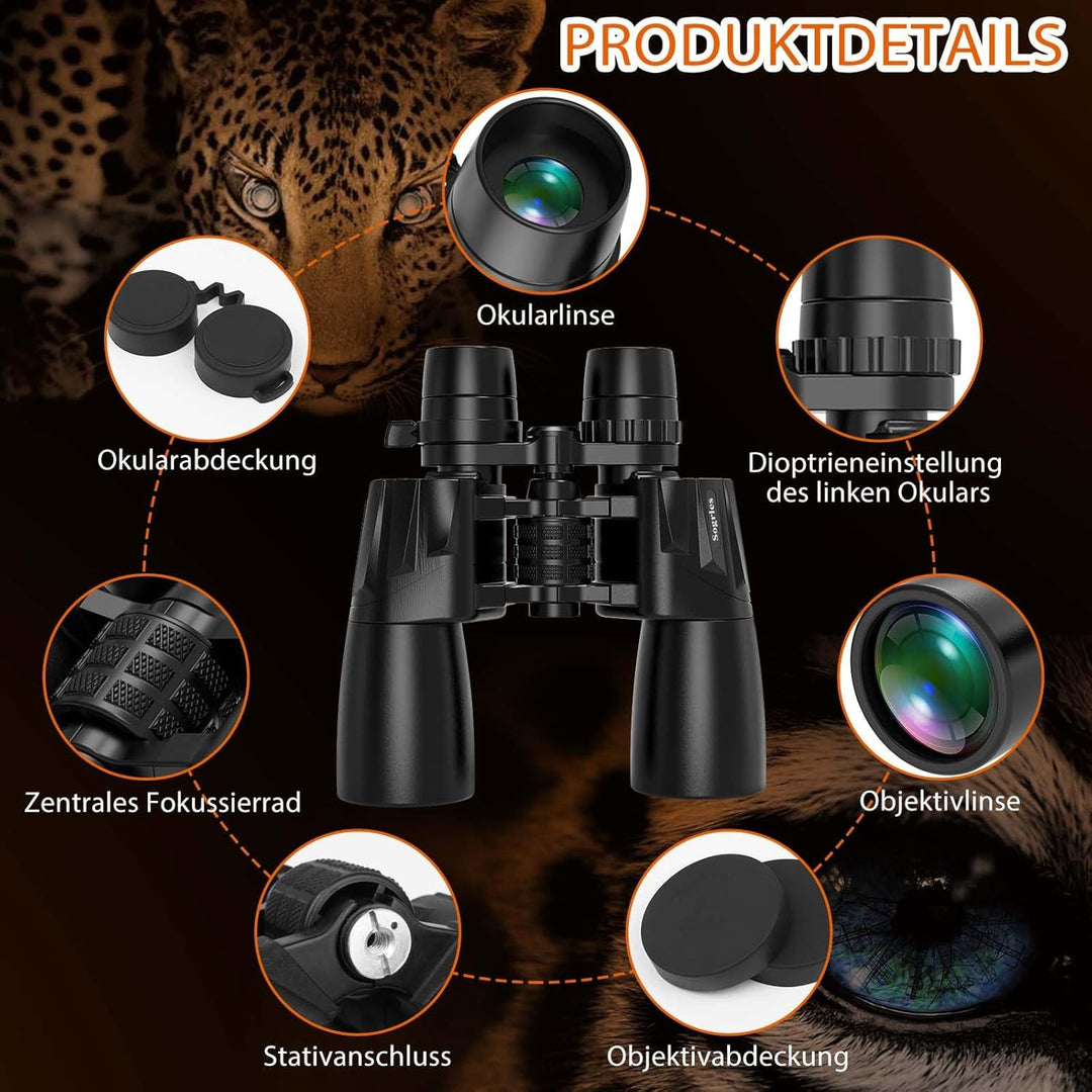 10–30x50 Zoom Fernglas für Erwachsene, HD Fernglas für Vogelbeobachtung, Reisen, Jagd, Konzerte mit