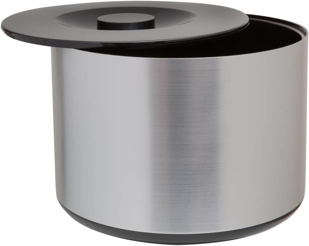 BARCRAFTERS Grosser Eiswürfelbehälter 10 Liter in gebürsteter Aluminiumoptik | Eisbox mit Deckel 3-t