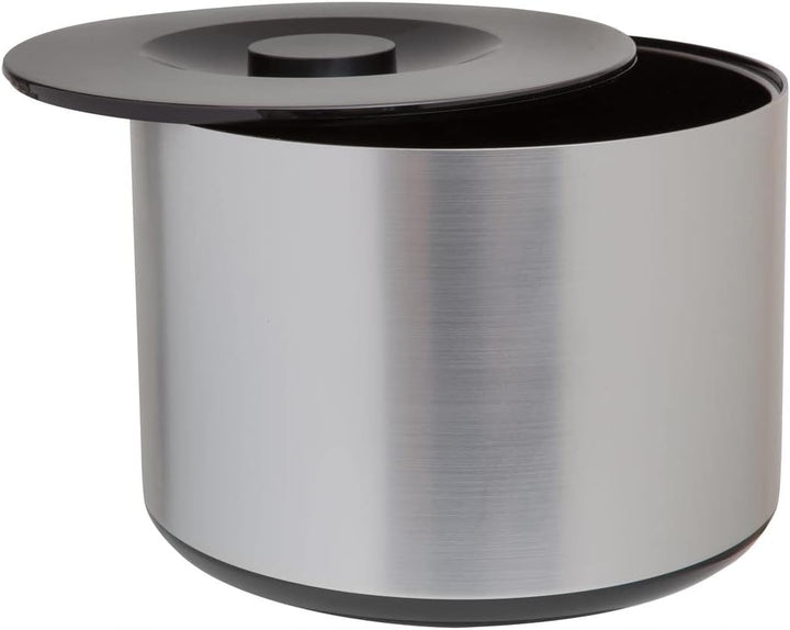 BARCRAFTERS Grosser Eiswürfelbehälter 10 Liter in gebürsteter Aluminiumoptik | Eisbox mit Deckel 3-t