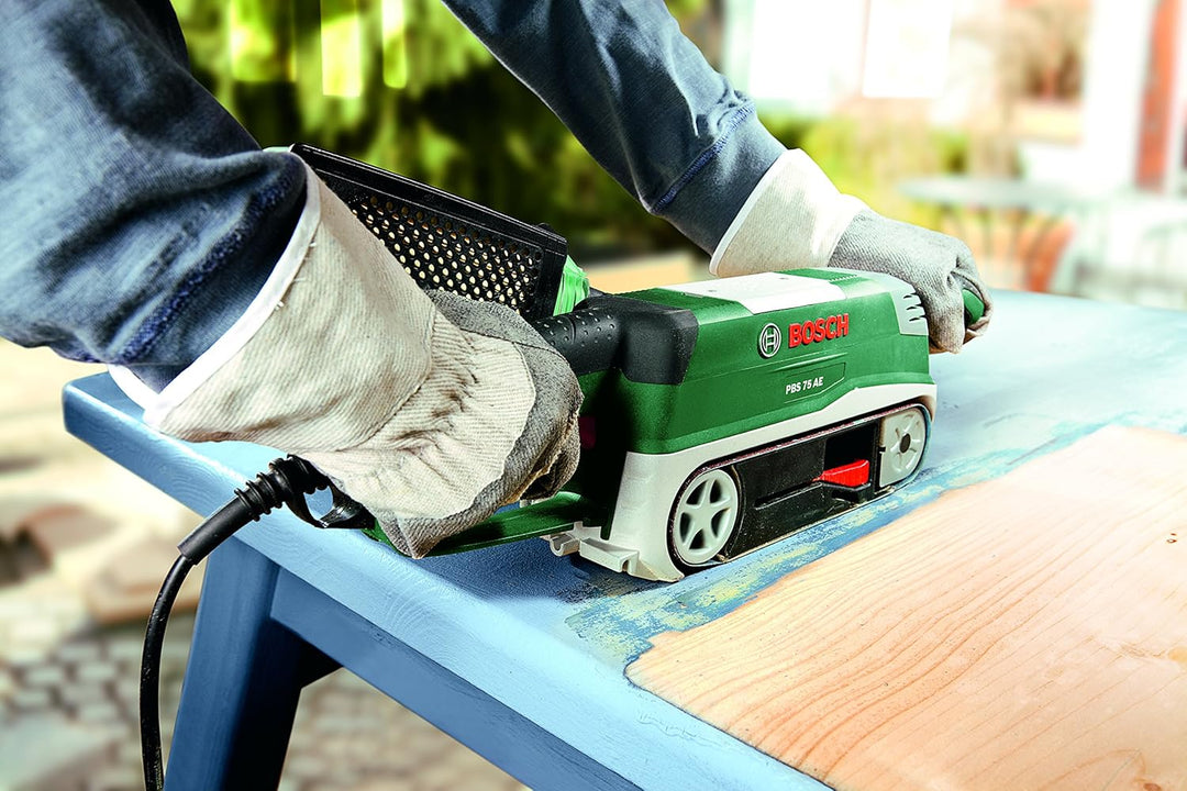 Bosch Home and Garden Bosch Bandschleifer PBS 75 AE Set (750 W, Bandgeschwindigkeit 200-350 m/min, S