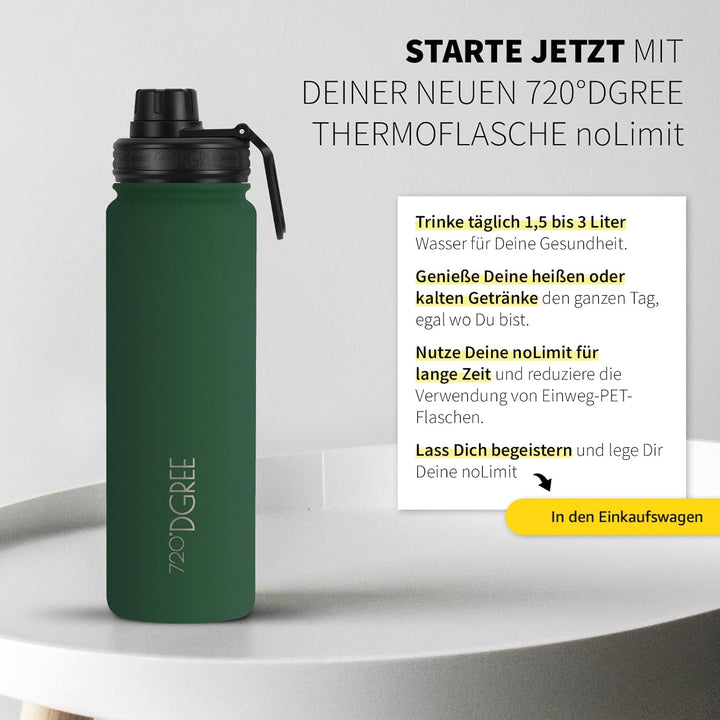 720°DGREE Edelstahl Thermo Trinkflasche 710ml “noLimit” +Früchtebehälter - Auslaufsicher, Kohlensäur
