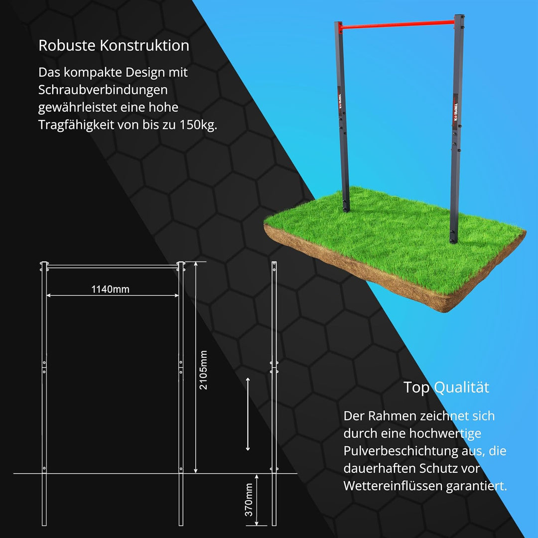 K-Sport: Stationäre Outdoor-Klimmzugstange bis 150kg belastbar I Wetterfeste Kraftstation mit Pull-U