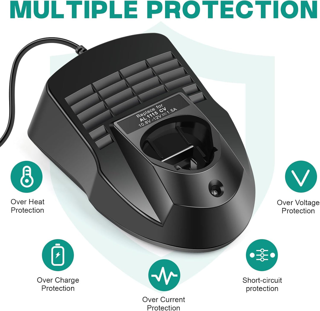 ASUNCELL Li-ion Ladegerät für Bosch Akkus Professional 10,8/12 Volt AL1115CV Ladegerät für Bosch BAT