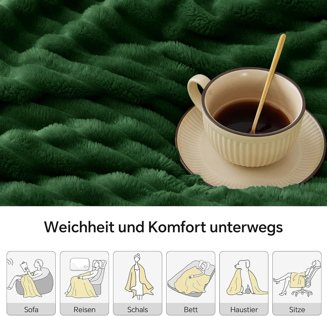 BEDELITE Kuscheldecke Flauschig Decke Extra Gross - weiche Flanell Decken Grün 230x270 für Bett, Dek