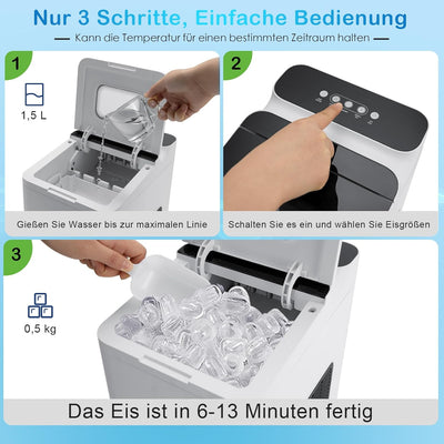 GOPLUS Elektrischer Eiswürfelzubereiter, Ice Maker 12-15kg/24H, Tragbare Eismaschine mit Selbstreini