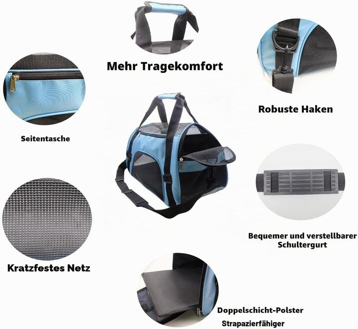Tragetasche für kleine Katzen, Kätzchen, Welpen, kleine Hunde, für Reisen, von Fluggesellschaften zu