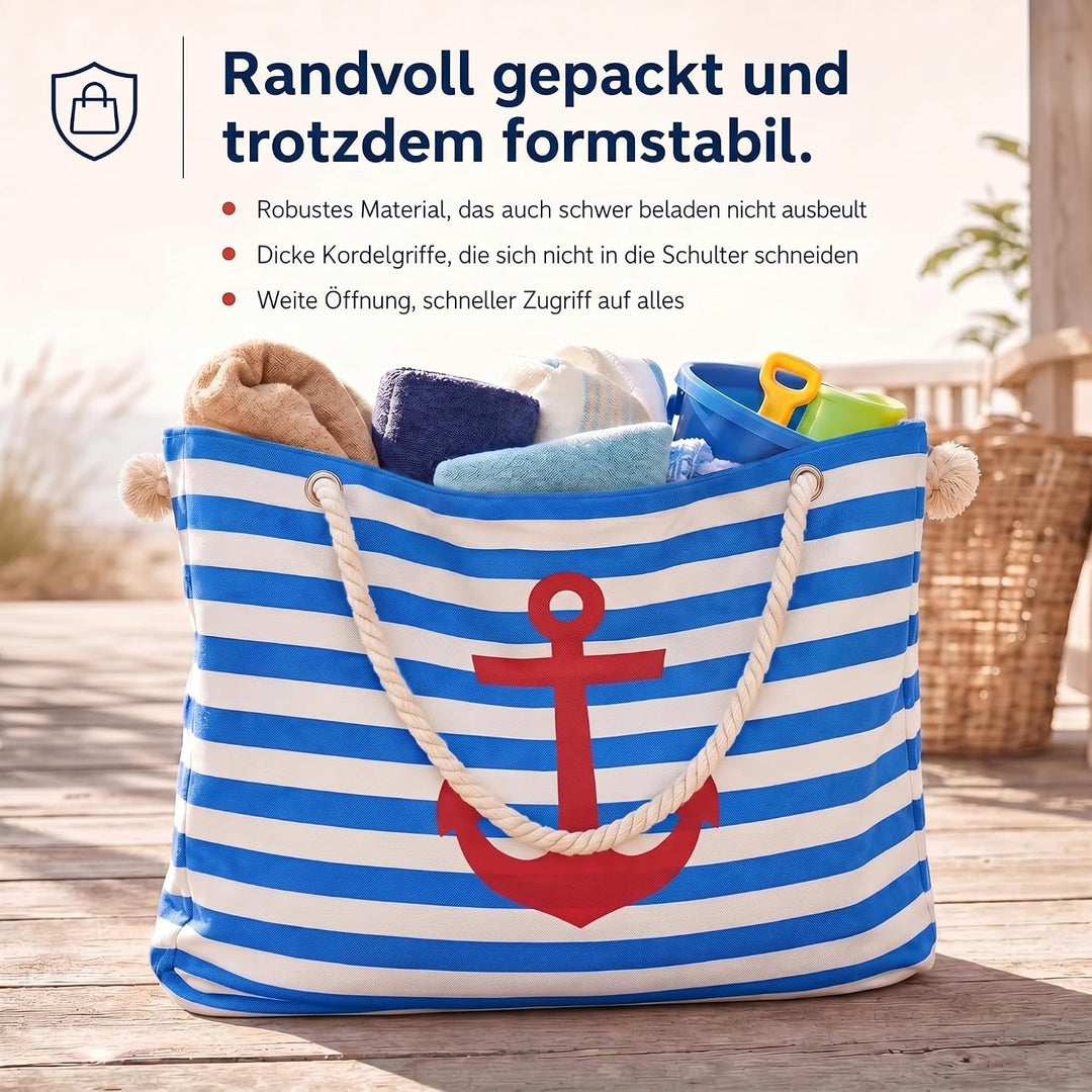 Sonia Originelli XXL Weekender mit Anker, grosse maritime Strandtasche und Reisetasche für Familie,